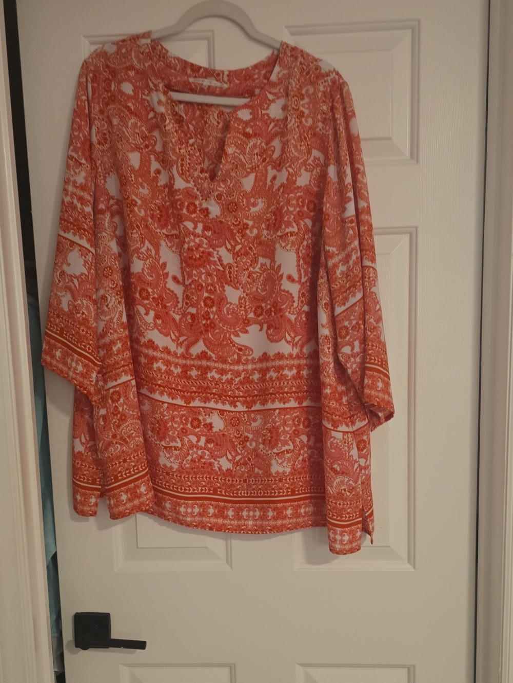 Violet & Claire Orange Paisley V-Neck Tunic